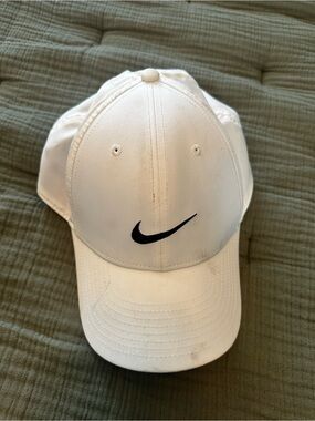 Nike White Baseball Cap with Black Swoosh